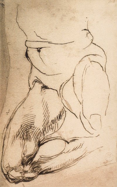 Kneeling male figure by Michelangelo Buonarroti